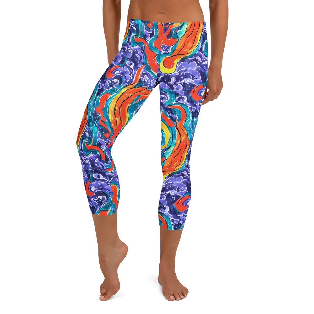 Galactic Waves on Capri Leggings — Front