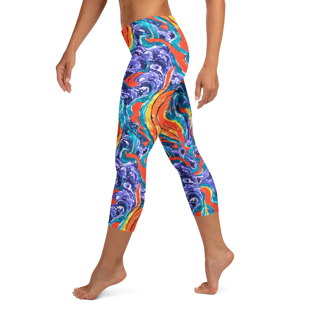 Galactic Waves on Capri Leggings — Left