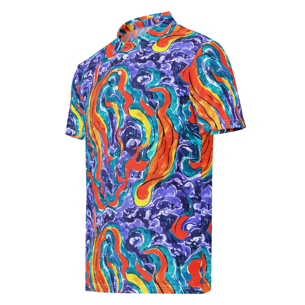 Galactic Waves on Men's Slim Fit Polo Shirt — Left Front