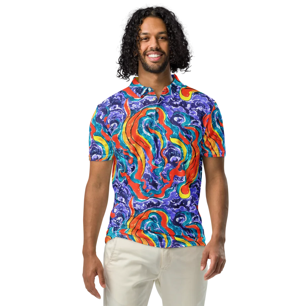 Galactic Waves on Men's Slim Fit Polo Shirt — Front