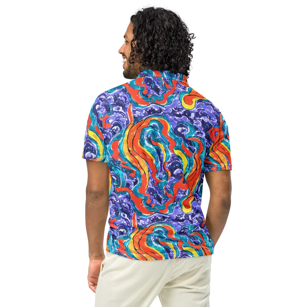 Galactic Waves on Men's Slim Fit Polo Shirt — Back