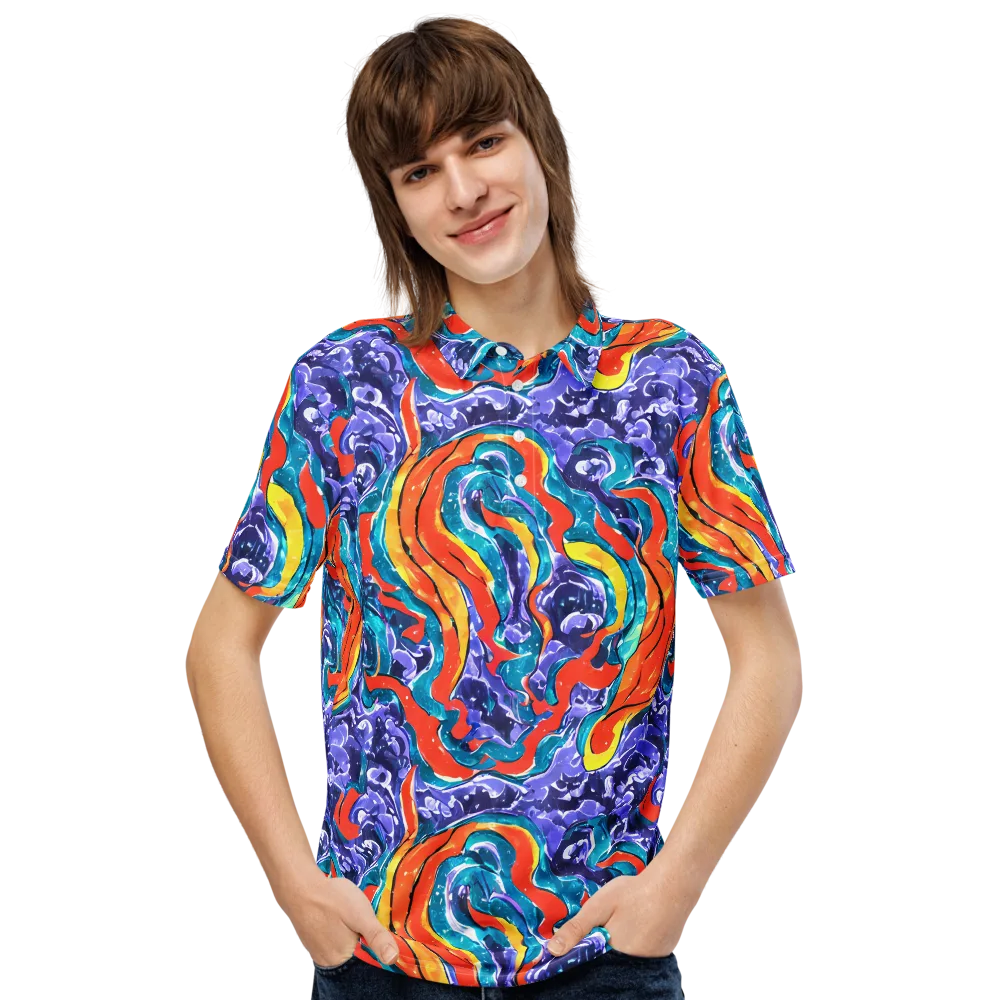Galactic Waves on Men's Slim Fit Polo Shirt — Front