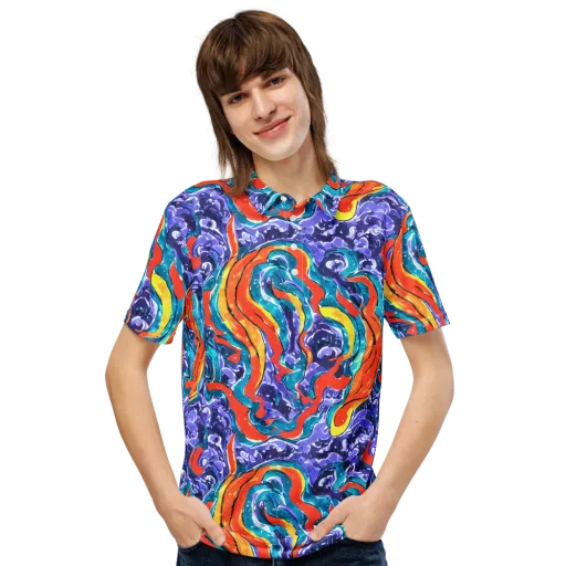 Galactic Waves on a Men's Slim Fit Polo Shirt