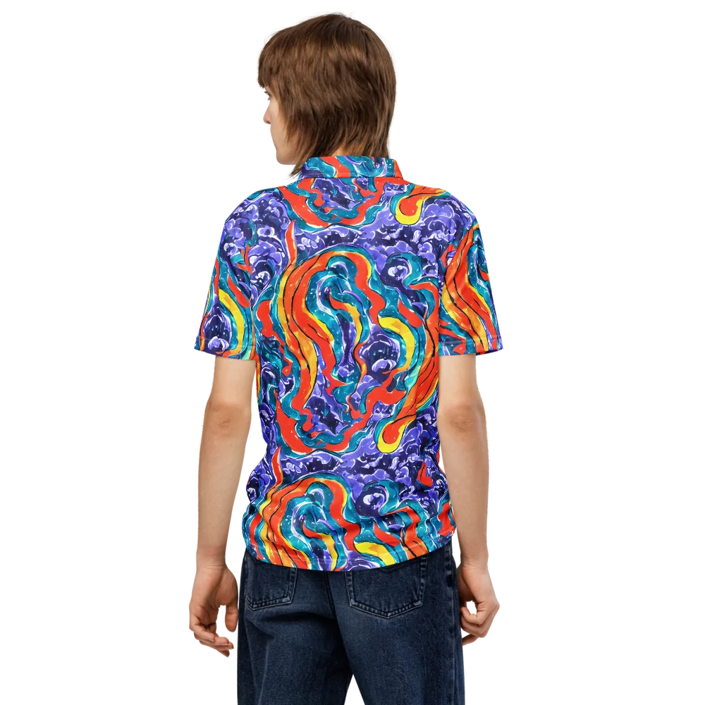 Galactic Waves on Men's Slim Fit Polo Shirt — Back