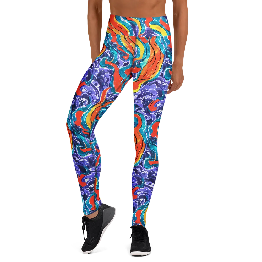 Galactic Waves on Yoga Leggings — Front