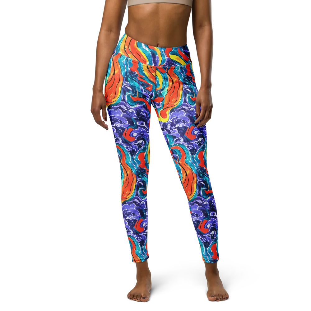 Galactic Waves on Yoga Leggings — Front