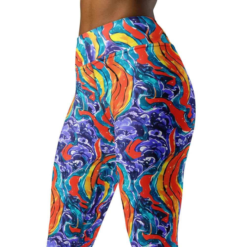 Galactic Waves on Yoga Leggings — Left Front