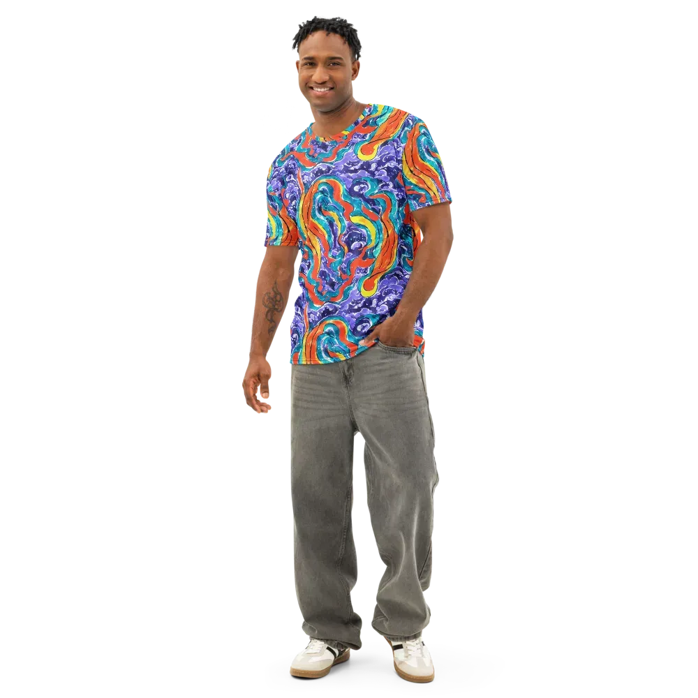 Galactic Waves on Men's Cotton Crew Neck T-Shirt — Front