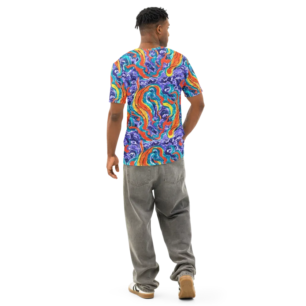 Galactic Waves on Men's Cotton Crew Neck T-Shirt — Back