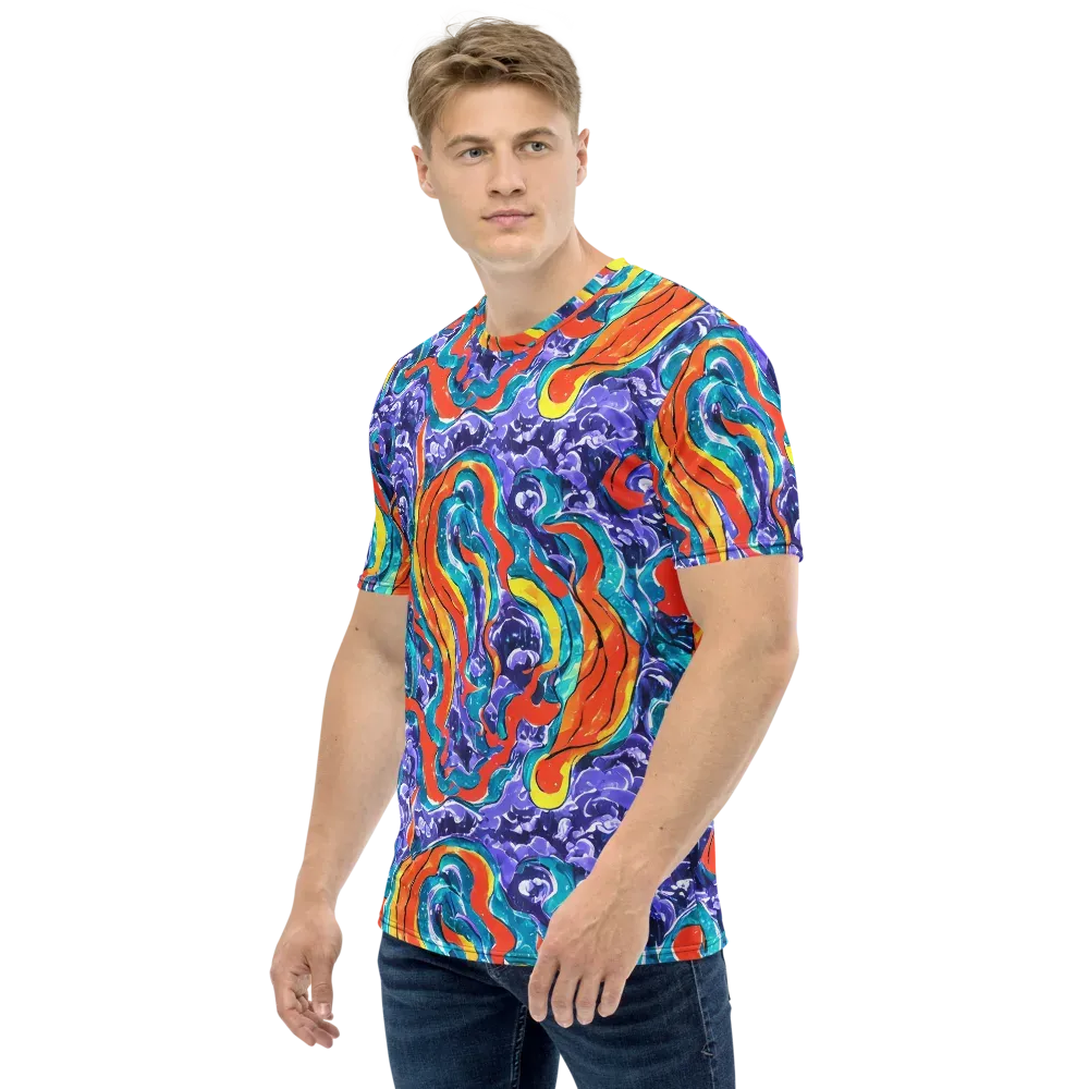 Galactic Waves on Men's Crew Neck T-Shirt — Left