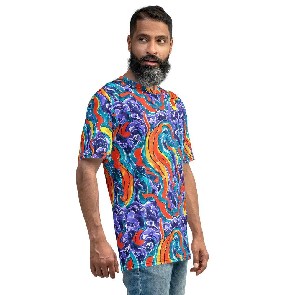 Galactic Waves on Men's Crew Neck T-Shirt — Right