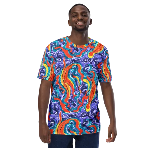 Galactic Waves on a Men's Crew Neck T-Shirt