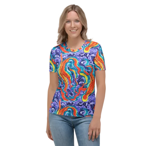 Galactic Waves on a Women's Crew Neck T-Shirt