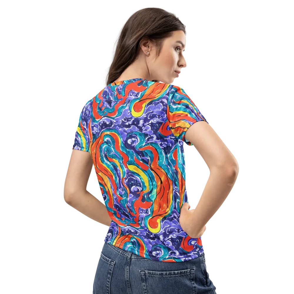 Galactic Waves on Women's Crew Neck T-Shirt — Back