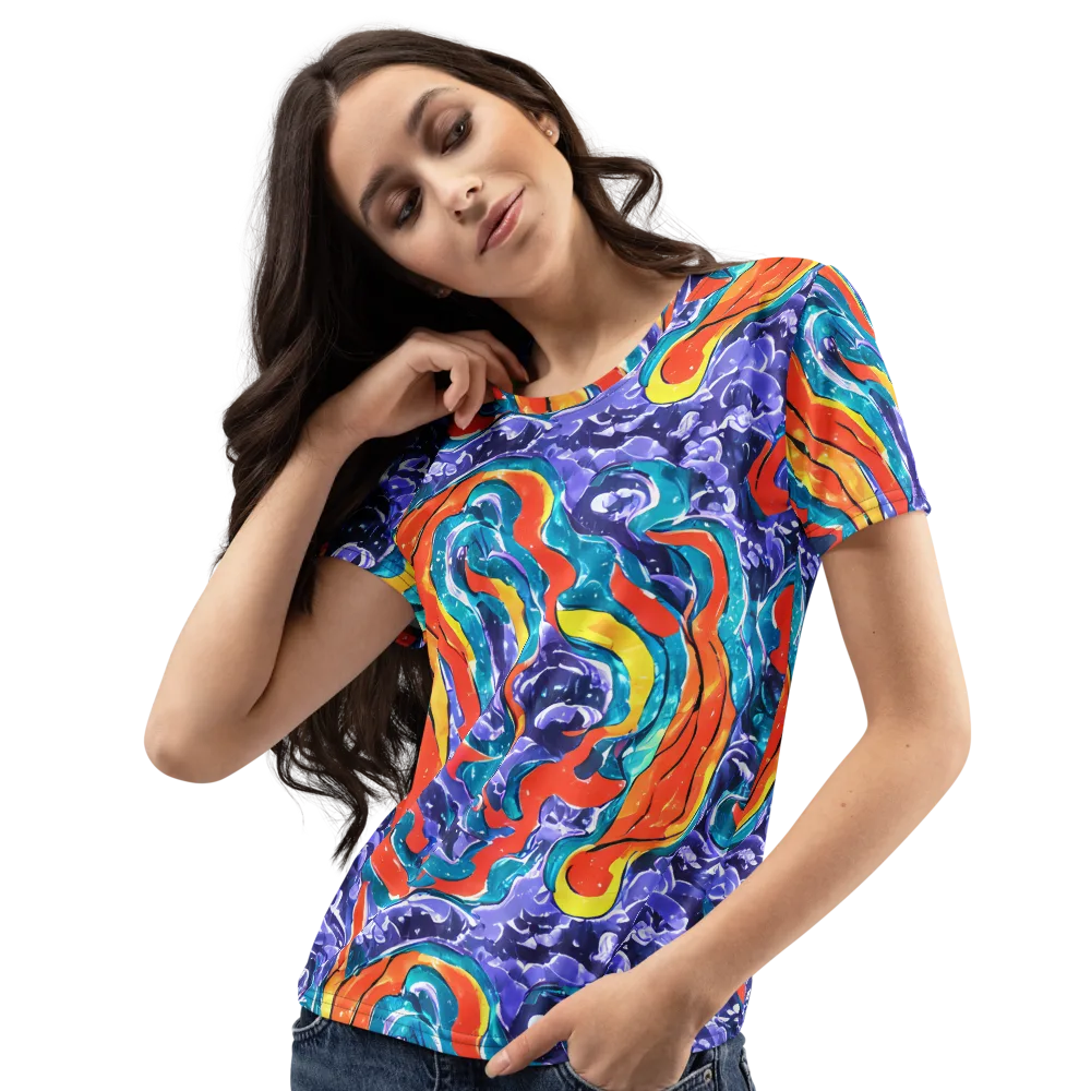 Galactic Waves on Women's Crew Neck T-Shirt — Left Front