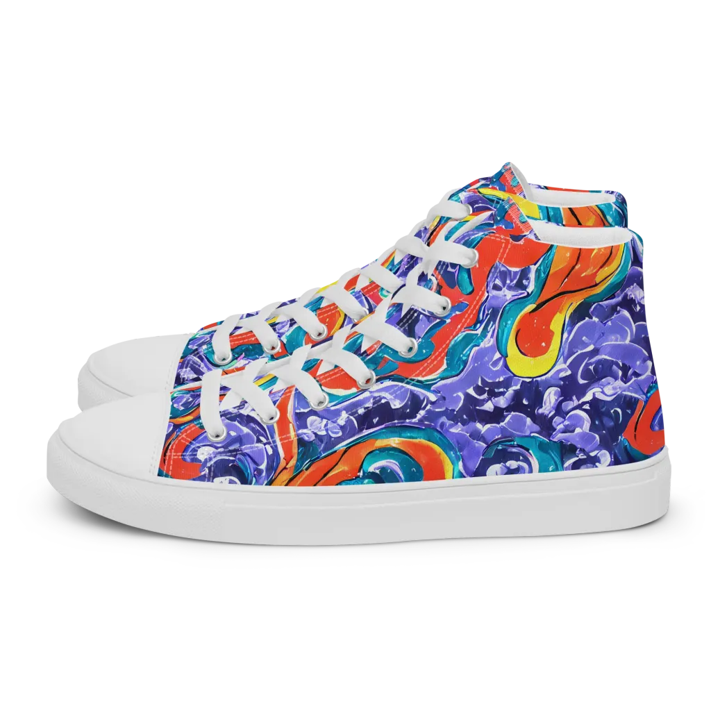 Galactic Waves on Women's High Top Canvas Shoes — Left