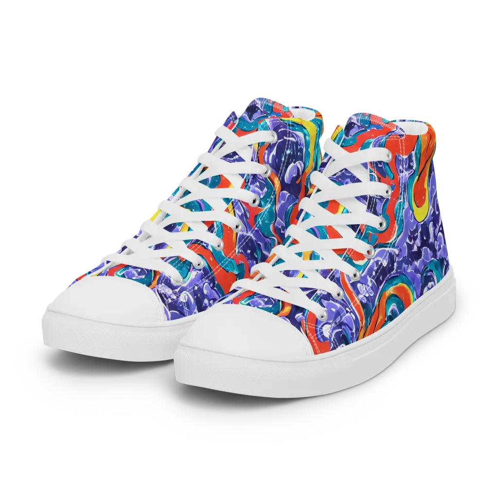 Galactic Waves on Women's High Top Canvas Shoes — Left Front
