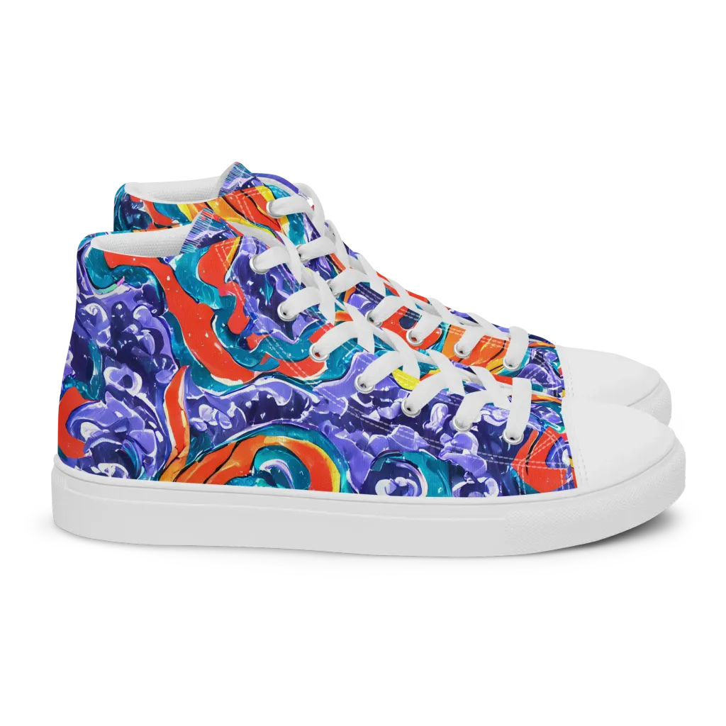 Galactic Waves on Women's High Top Canvas Shoes — Right