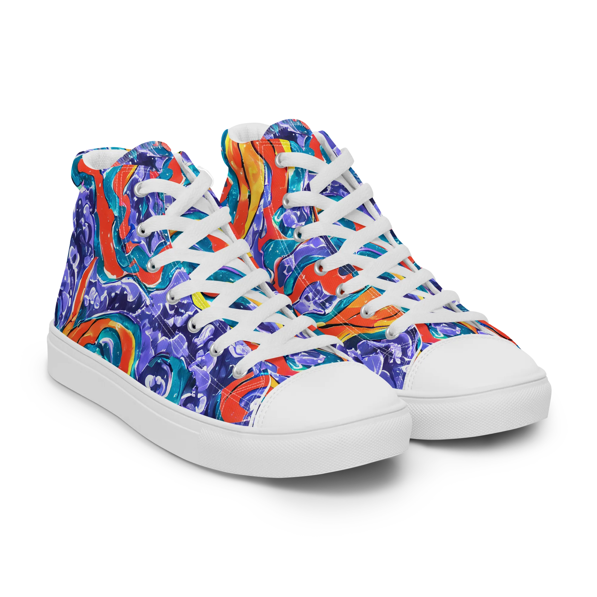 Galactic Waves on Women's High Top Canvas Shoes — Right Front