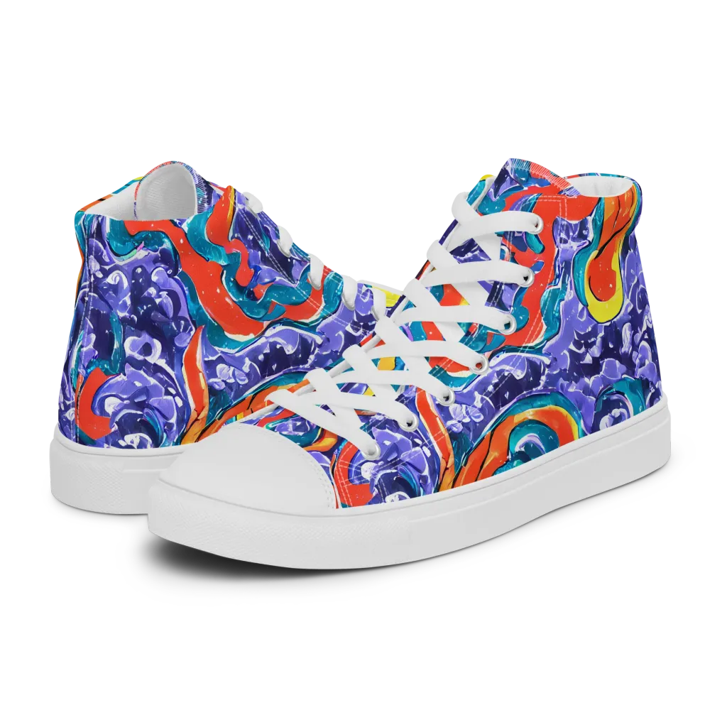 Galactic Waves on Women's High Top Canvas Shoes — Left