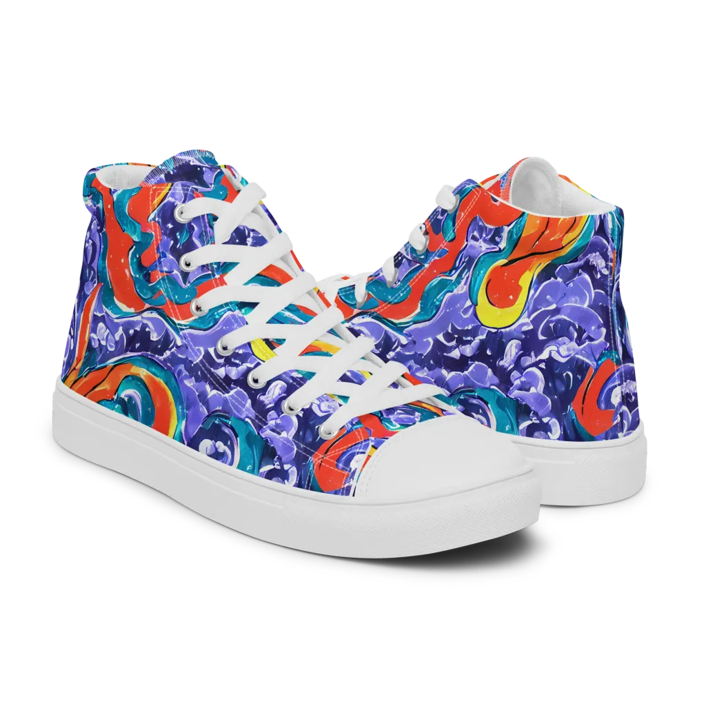 Galactic Waves on Women's High Top Canvas Shoes — Right