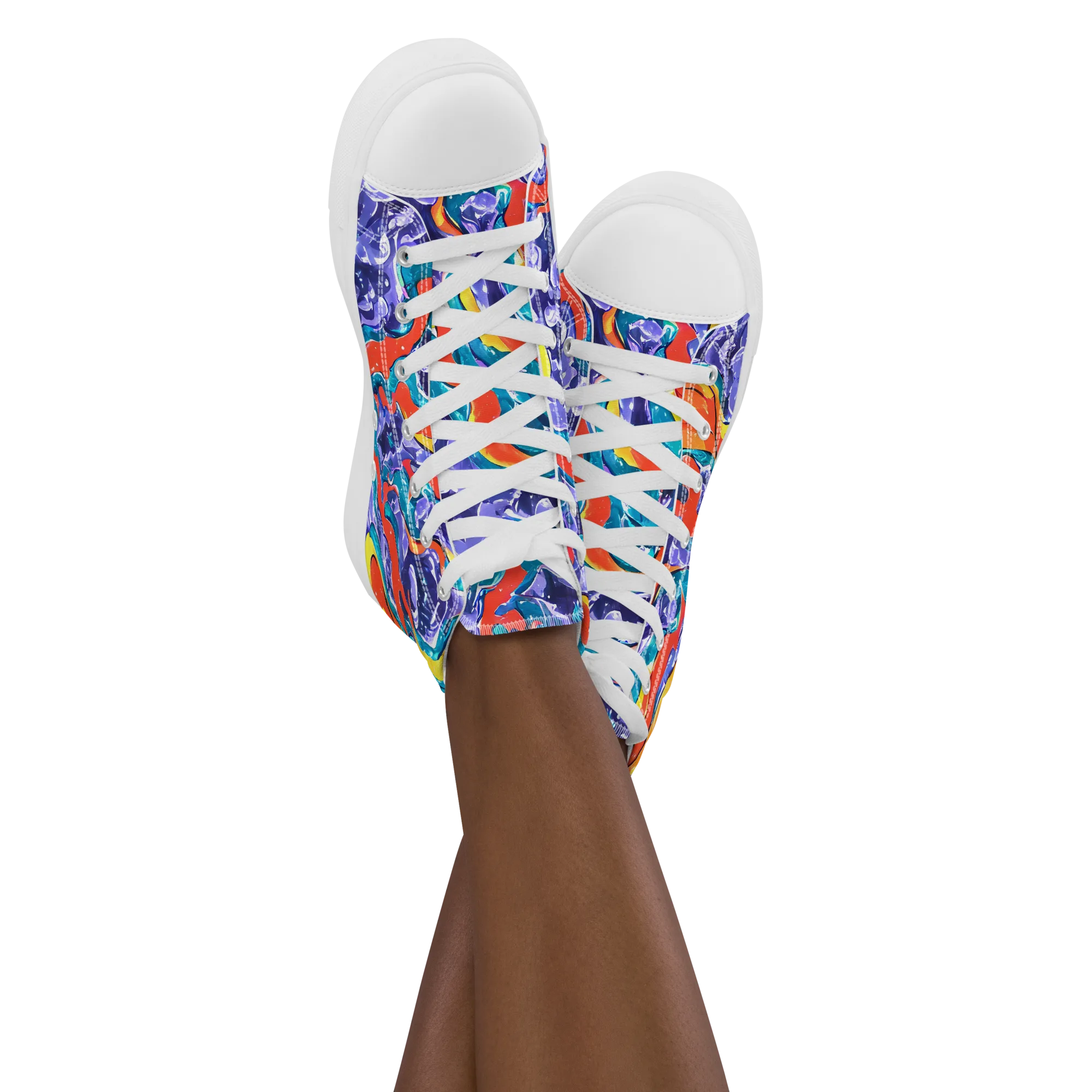 Galactic Waves on Women's High Top Canvas Shoes — Front