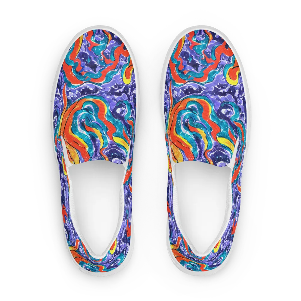 Galactic Waves on Men's Slip-On Canvas Shoes — Front