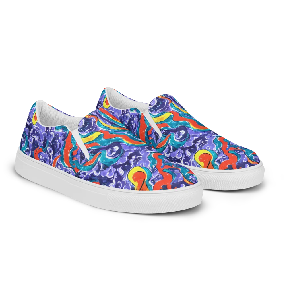 Galactic Waves on Men's Slip-On Canvas Shoes — Right Front