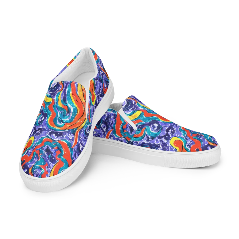 Galactic Waves on Men's Slip-On Canvas Shoes — Left Front