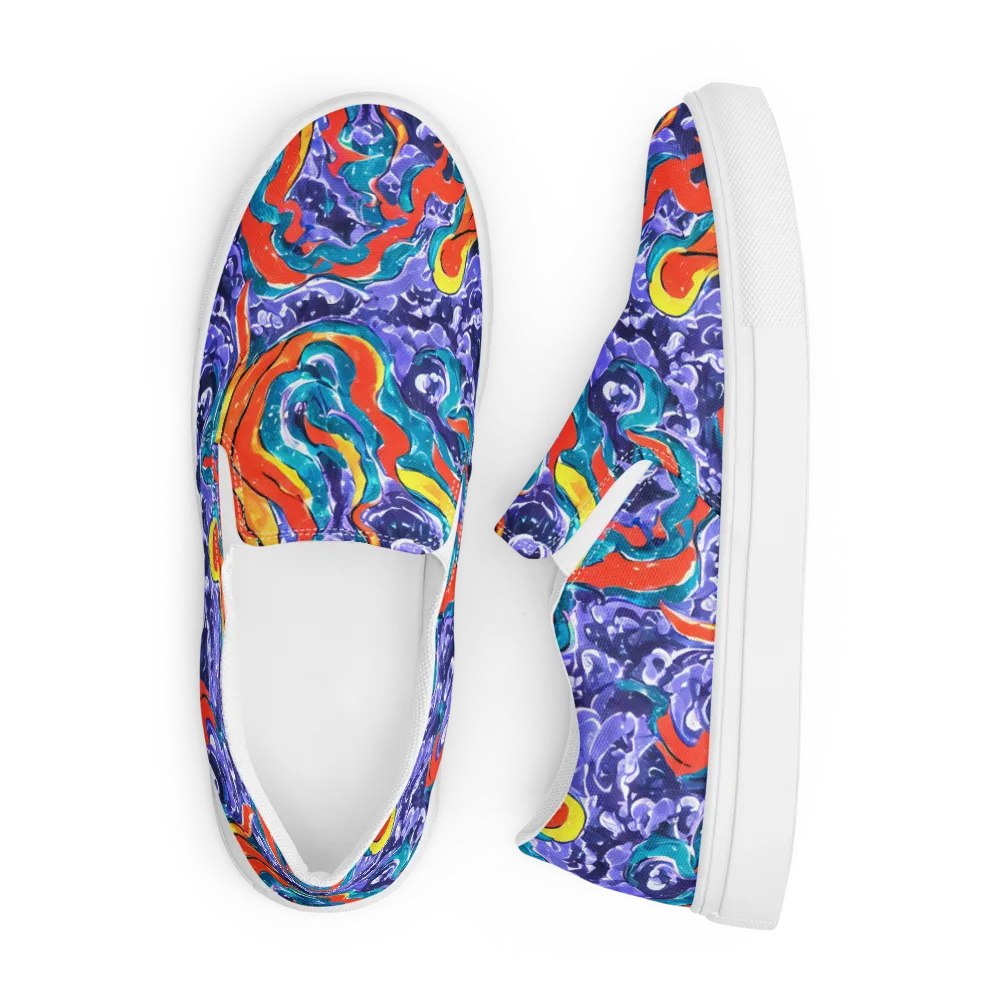 Galactic Waves on Men's Slip-On Canvas Shoes — Front