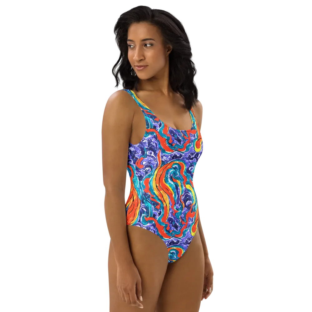 Galactic Waves on One-Piece Swimsuit — Right