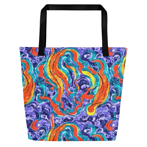 Galactic Waves on a Large Tote Bag W/ Pocket
