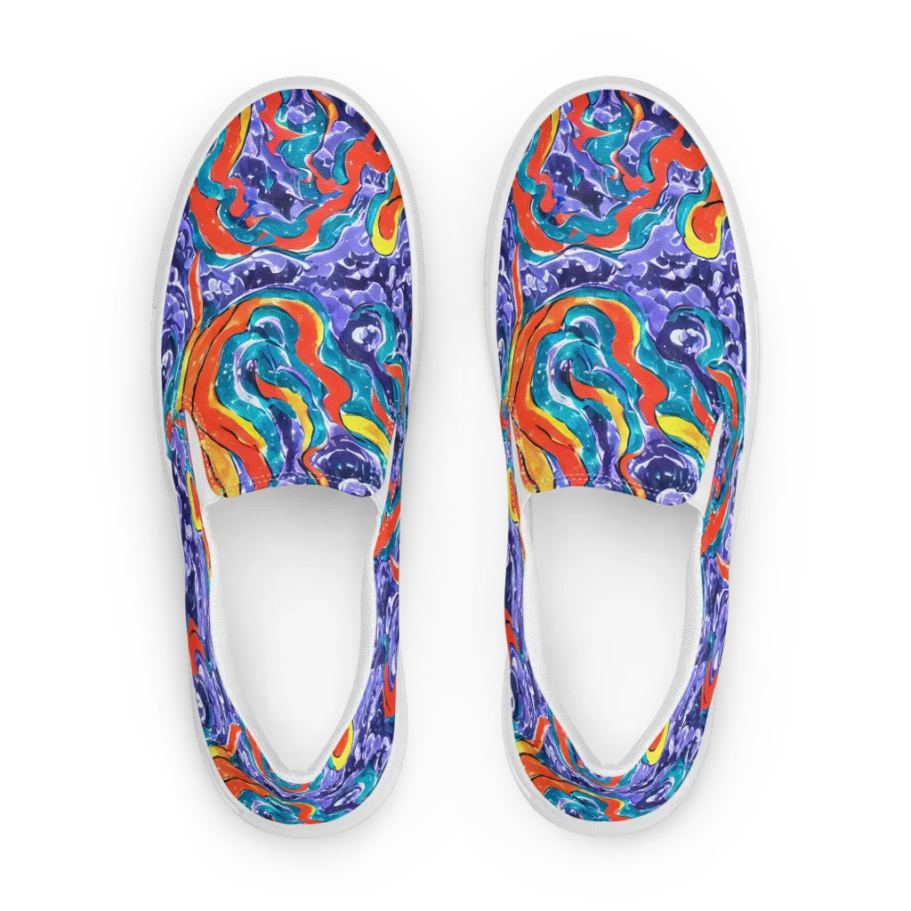 Galactic Waves on Women's Slip-On Canvas Shoes — Front