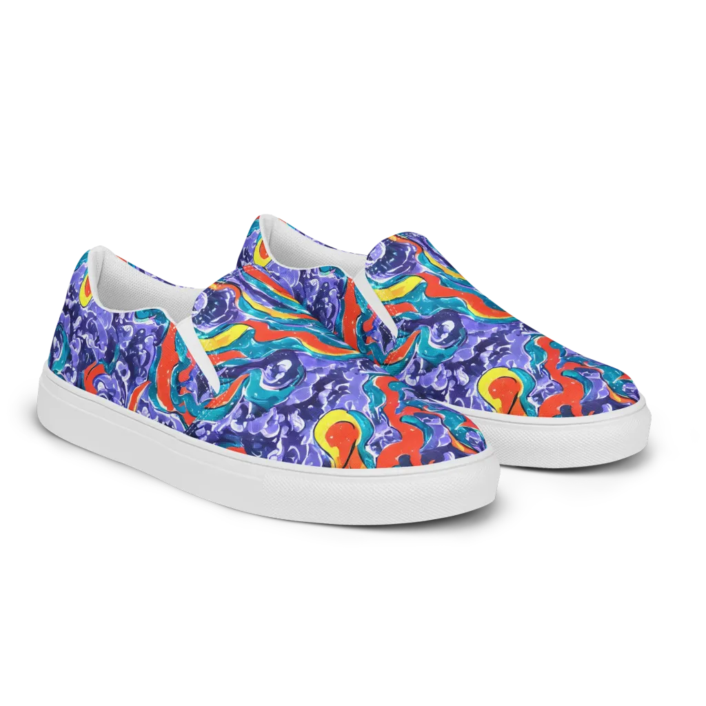 Galactic Waves on Women's Slip-On Canvas Shoes — Right Front