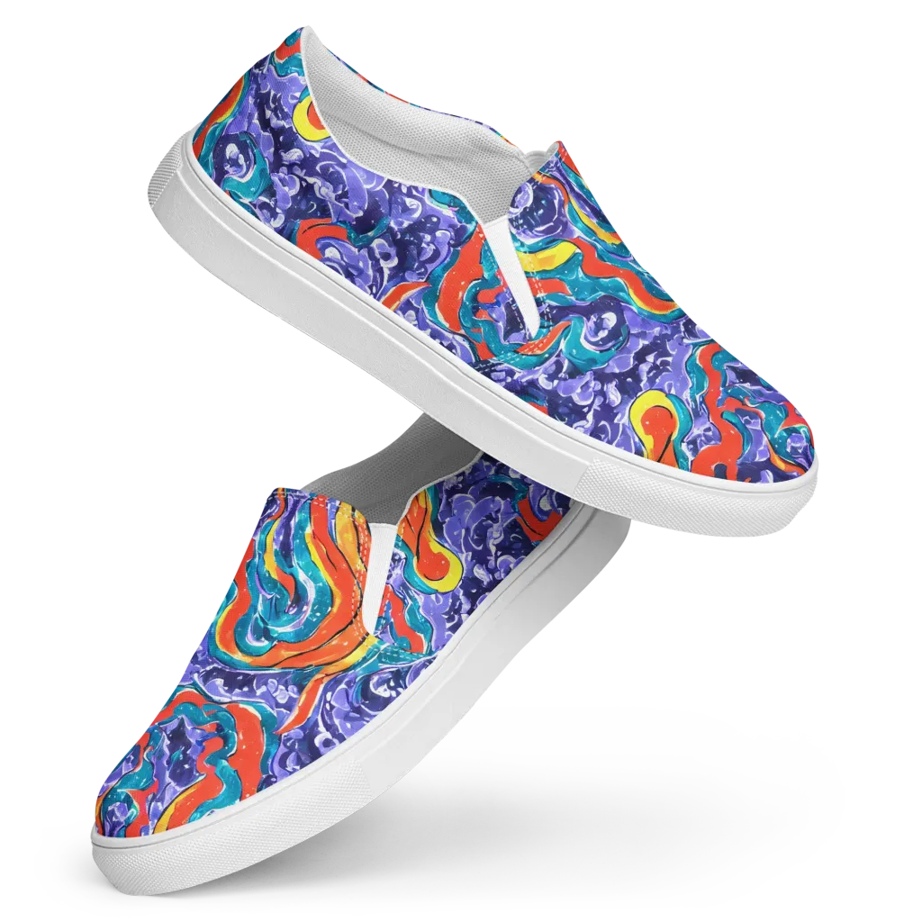 Galactic Waves on Women's Slip-On Canvas Shoes — Front