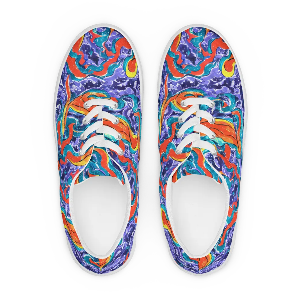 Galactic Waves on Men's Lace-Up Canvas Shoes — Front
