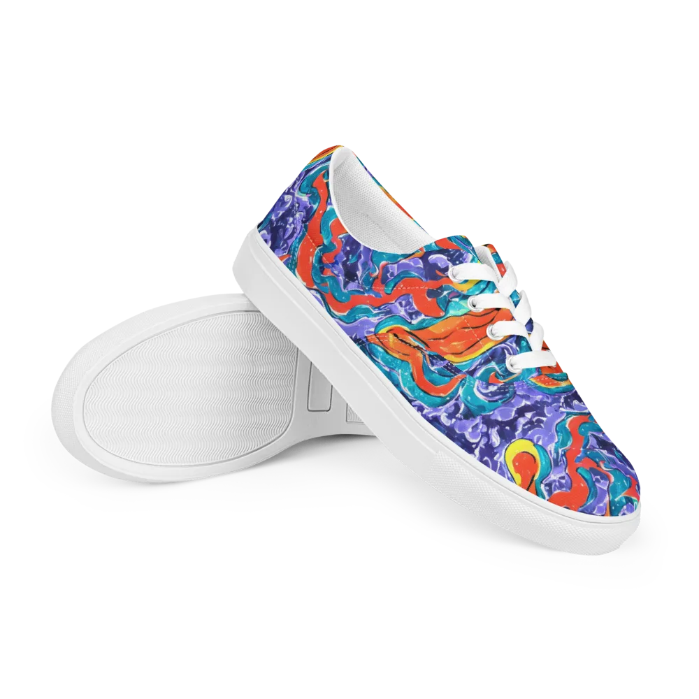 Galactic Waves on Men's Lace-Up Canvas Shoes — Right Front