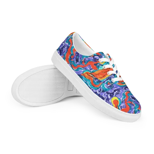 Galactic Waves on a Men's Lace-Up Canvas Shoes