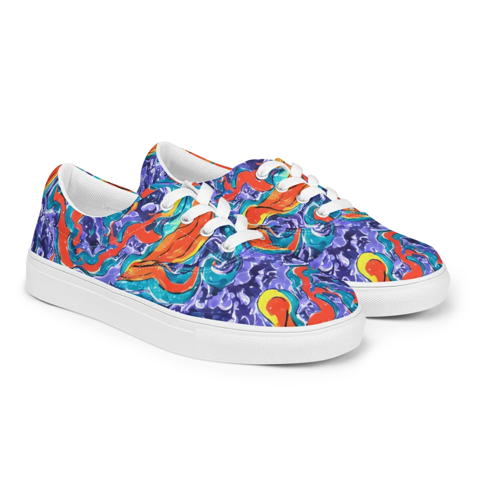Galactic Waves on Men's Lace-Up Canvas Shoes — Right Front