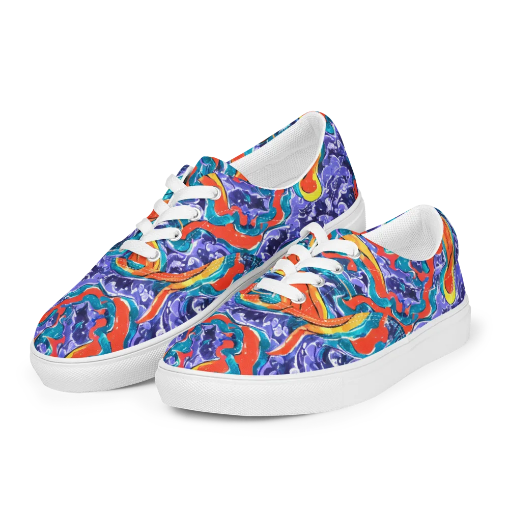 Galactic Waves on Men's Lace-Up Canvas Shoes — Left Front