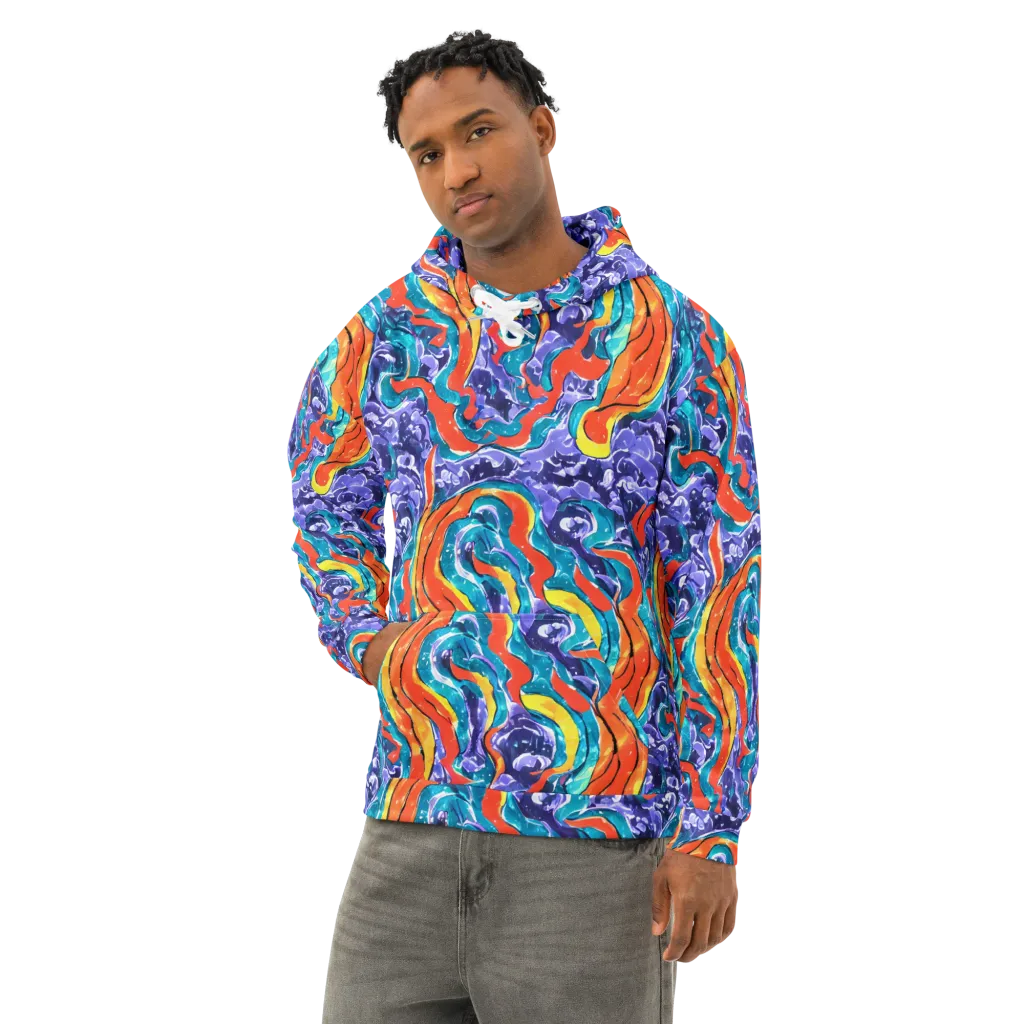 Galactic Waves on Cotton Hoodie — Left Front