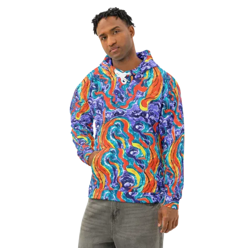 Galactic Waves on a Cotton Hoodie