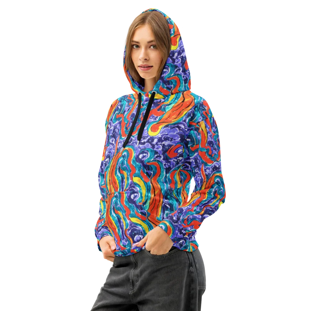 Galactic Waves on Cotton Hoodie — Left Front