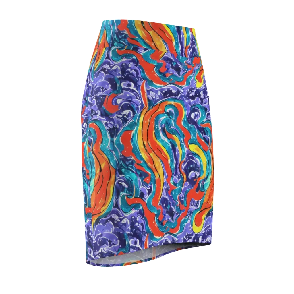 Galactic Waves on Pencil Skirt — Front Side
