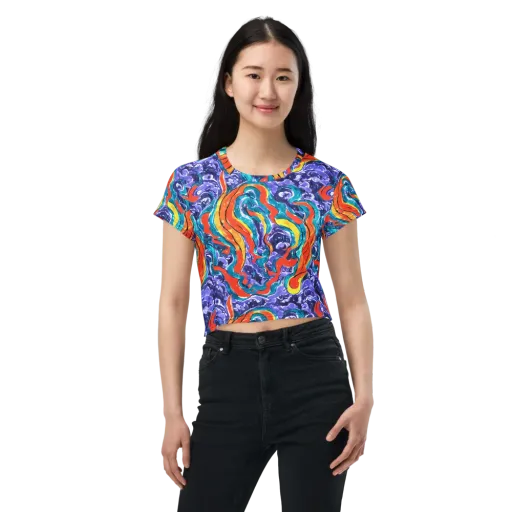 Galactic Waves on a Crop Tee