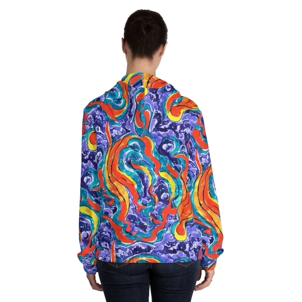Galactic Waves on Women's Full-Zip Hoodie — Back On Person