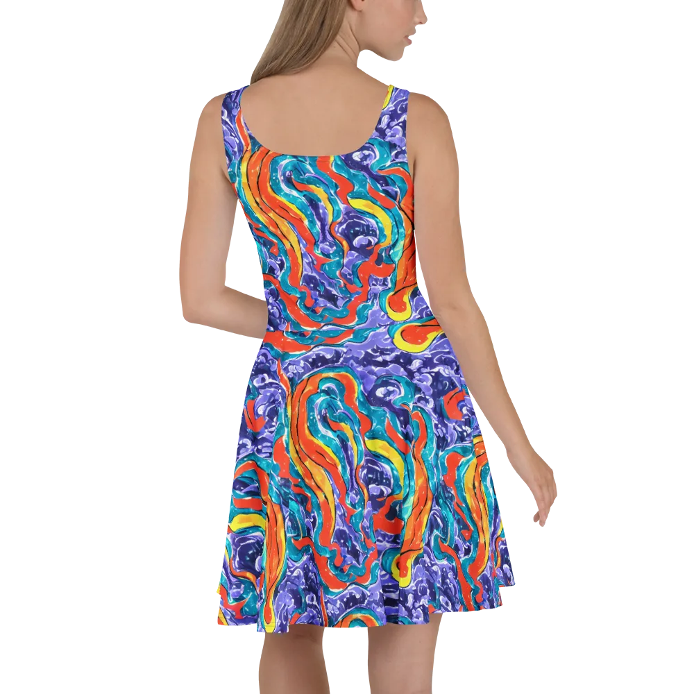 Galactic Waves on Skater Dress — Back
