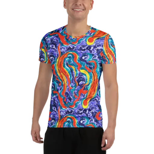 Galactic Waves on a Men's Athletic T-Shirt