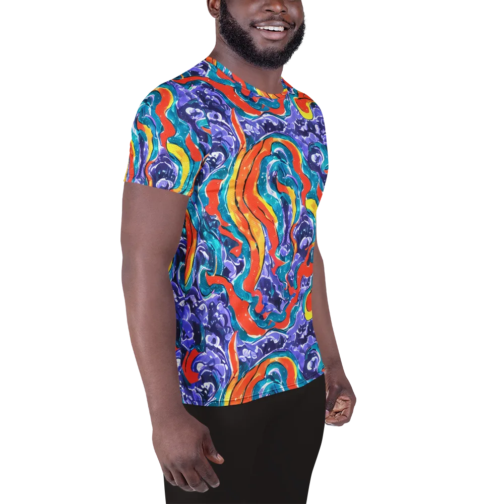 Galactic Waves on Men's Athletic T-Shirt — Right