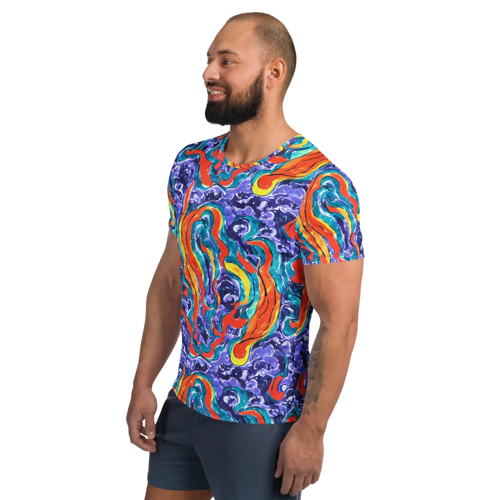 Galactic Waves on Men's Athletic T-Shirt — Left